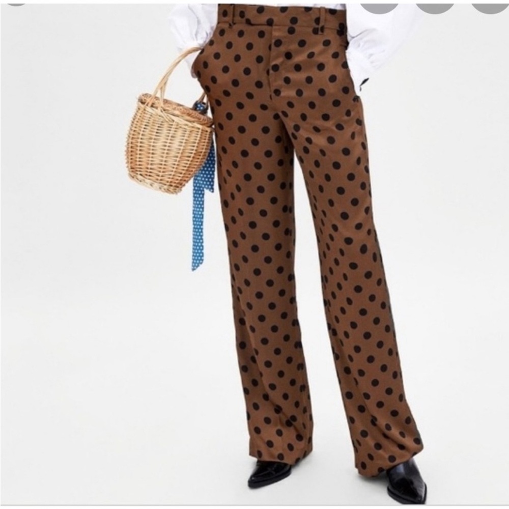 ZARA High waisted, polkadot, wide leg pants, size Small.